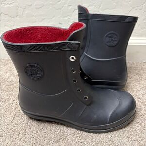 Tommy Hilfiger Womens Navy Blue Rain Boots Faux Fur Lined Ankle Booties Size 6